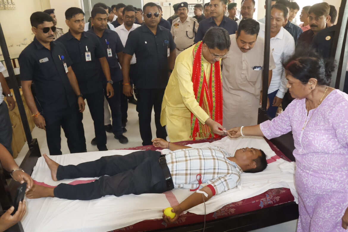 Chief Minister Dr Manik Saha attends a blood donation camp organised by BJP Tripura Pradesh to mark birthday of PM Modi (7)