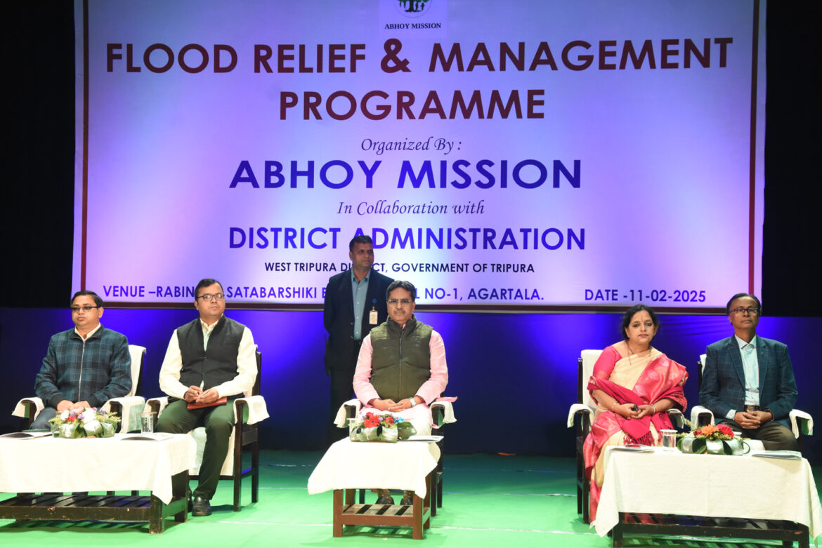 Tripura CM Dr Manik Saha attends Flood Relief and Management Programme organised by Abhoy Mission at RS Bhavan on February 11 (1)